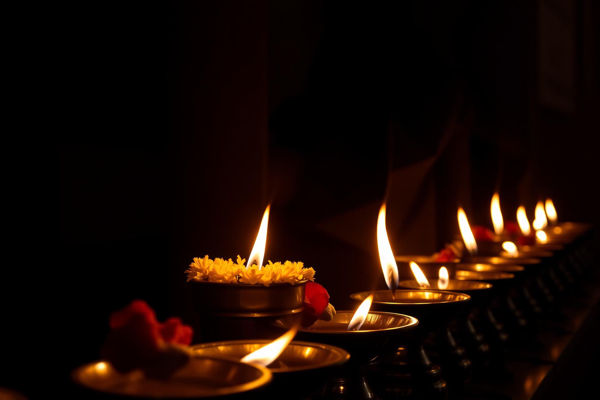 Sacred temple oil lamps